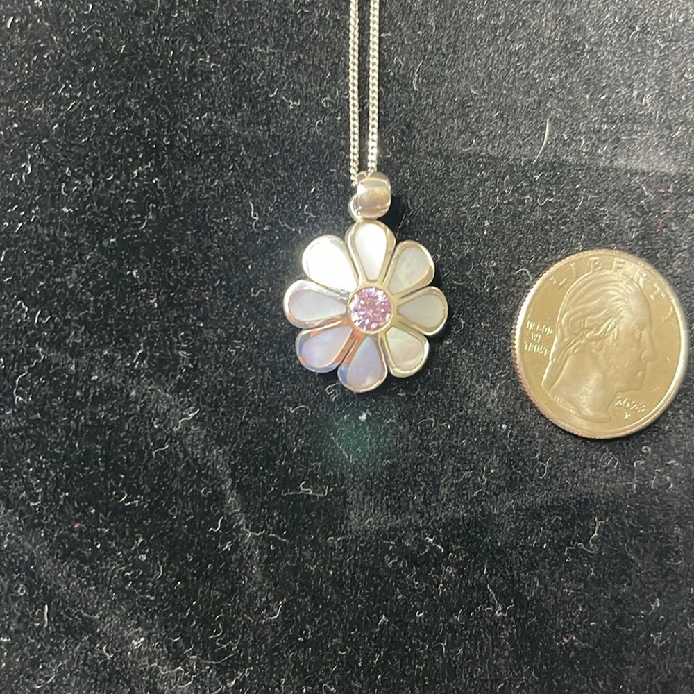 Purple Flower & Silver Necklace